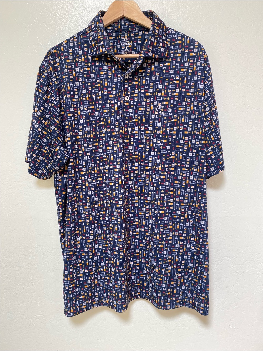 Rhoback Novelty Cocktail Print Polo Shirt